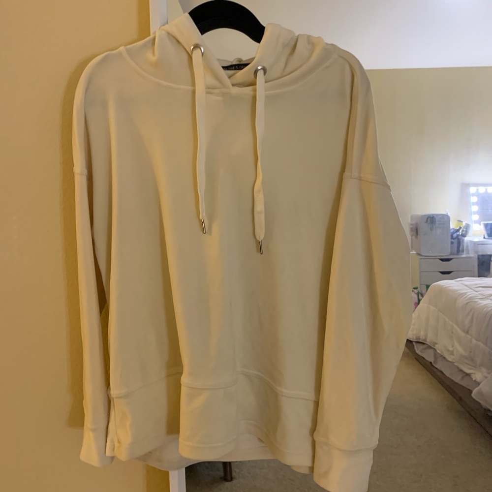 Soft pale yellow velvet soft hoodie